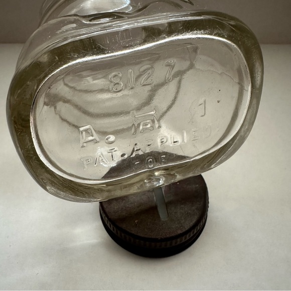 Vintage Hazel Atlas Glass Piggy Bank Brother Can You Spare A Dime? 8127 With Lid - Picture 5 of 11